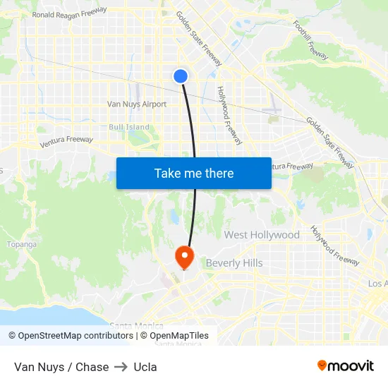 Van Nuys / Chase to Ucla map