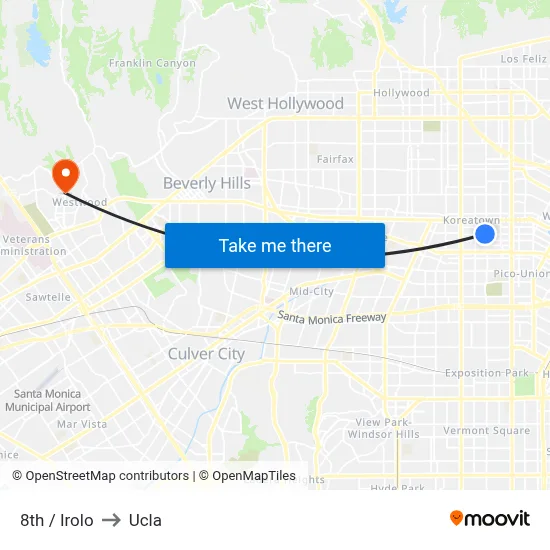 8th / Irolo to Ucla map