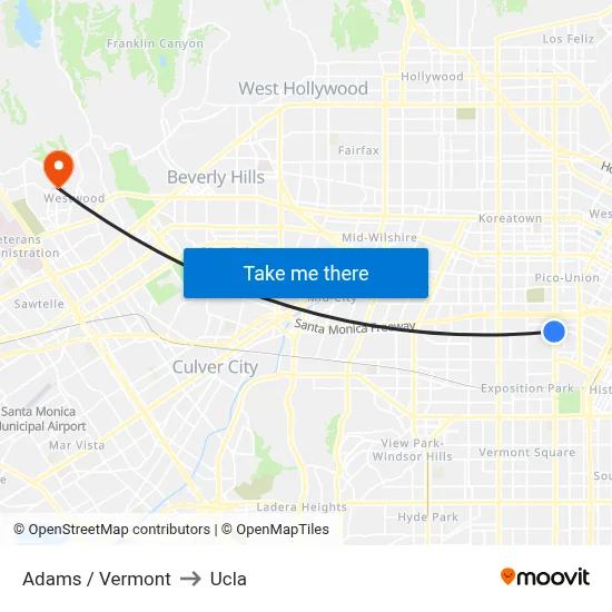 Adams / Vermont to Ucla map