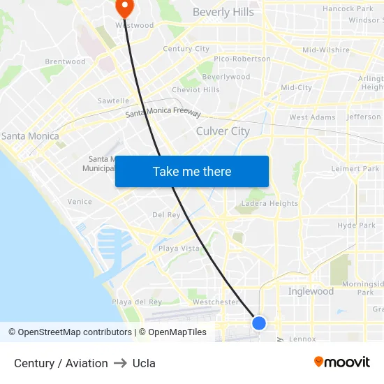 Century / Aviation to Ucla map