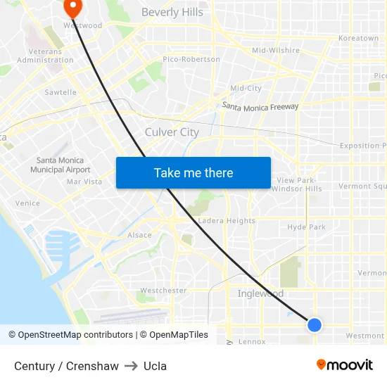 Century / Crenshaw to Ucla map