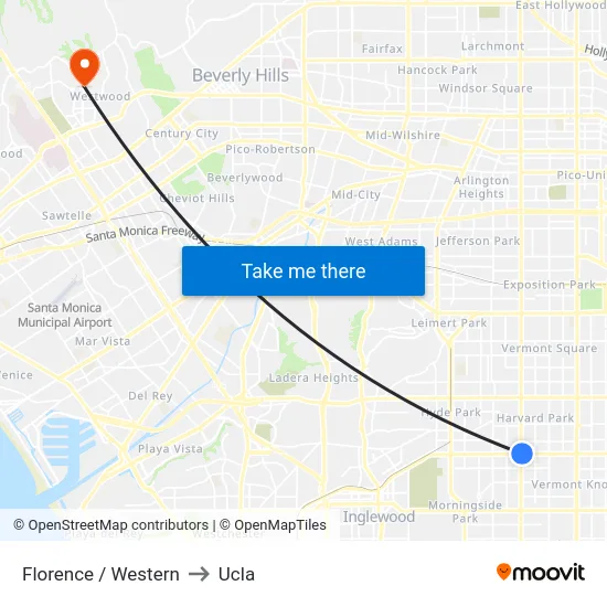 Florence / Western to Ucla map