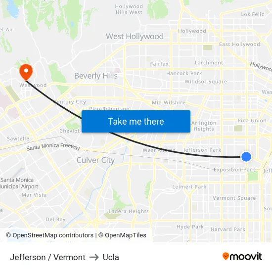 Jefferson / Vermont to Ucla map