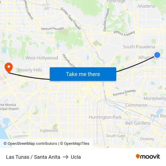 Las Tunas / Santa Anita to Ucla map
