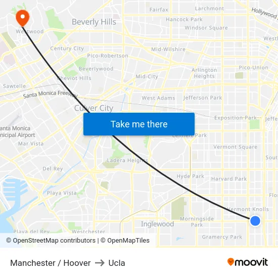 Manchester / Hoover to Ucla map