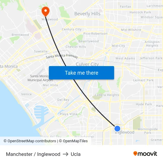 Manchester / Inglewood to Ucla map