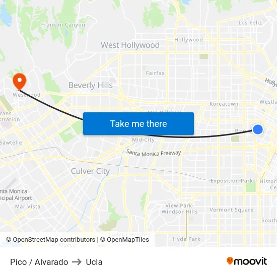 Pico / Alvarado to Ucla map