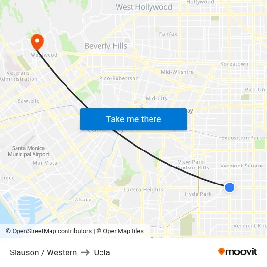 Slauson / Western to Ucla map