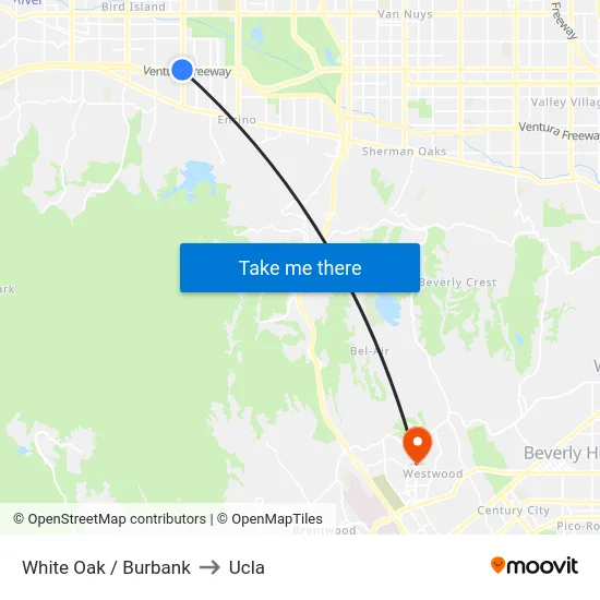 White Oak / Burbank to Ucla map