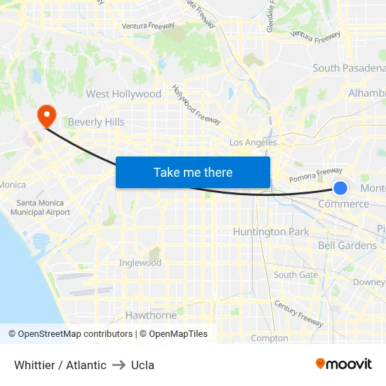 Whittier / Atlantic to Ucla map