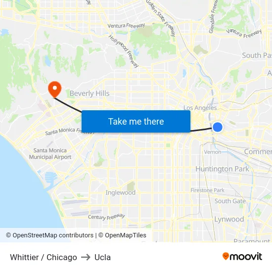 Whittier / Chicago to Ucla map