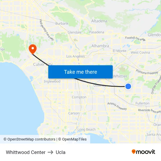 Whittwood Center to Ucla map