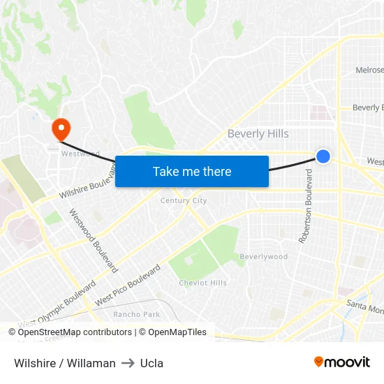 Wilshire / Willaman to Ucla map