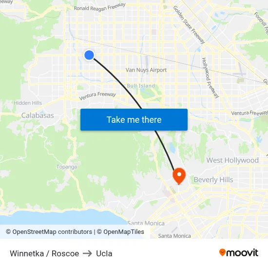 Winnetka / Roscoe to Ucla map