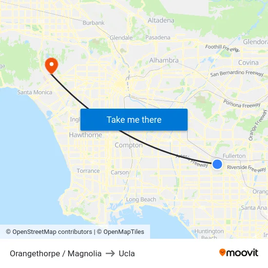 Orangethorpe / Magnolia to Ucla map