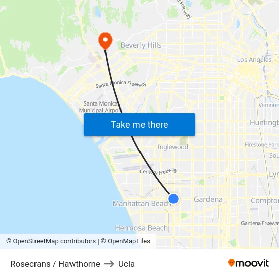Rosecrans / Hawthorne to Ucla map