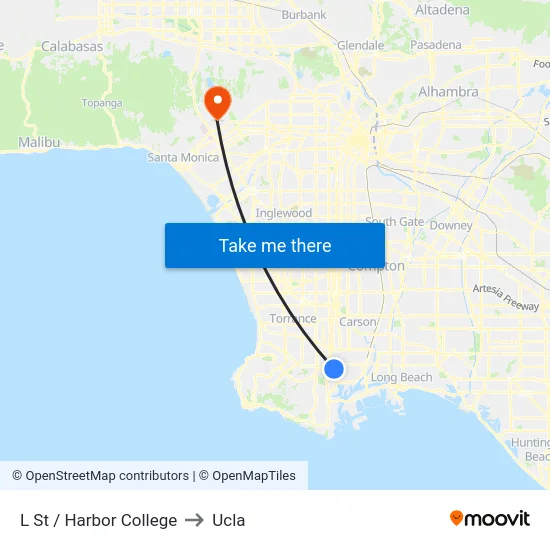 L St / Harbor College to Ucla map