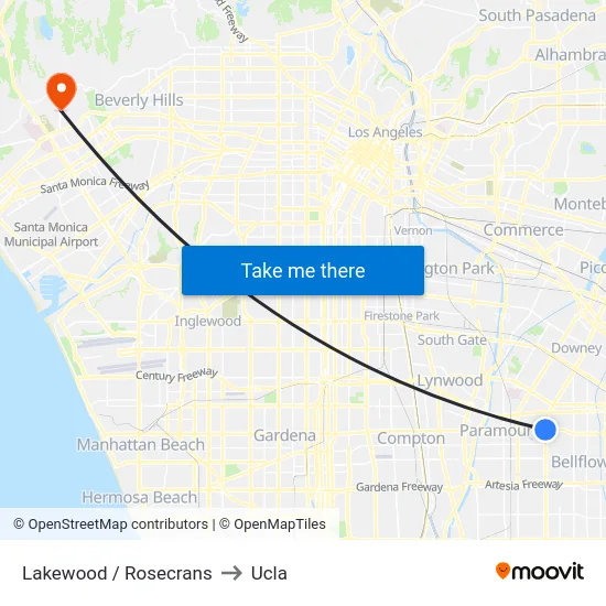 Lakewood / Rosecrans to Ucla map