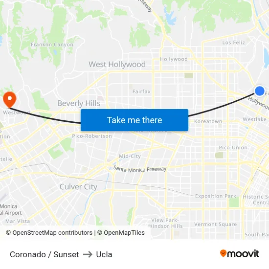 Coronado / Sunset to Ucla map