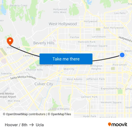 Hoover / 8th to Ucla map
