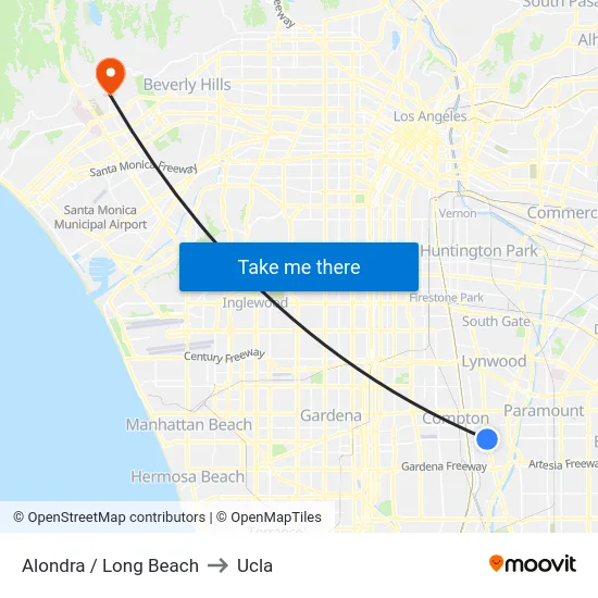 Alondra / Long Beach to Ucla map