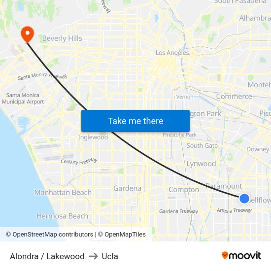 Alondra / Lakewood to Ucla map