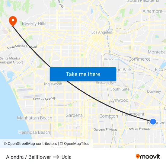Alondra / Bellflower to Ucla map