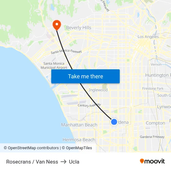 Rosecrans / Van Ness to Ucla map