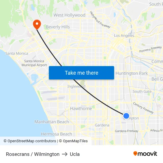 Rosecrans / Wilmington to Ucla map