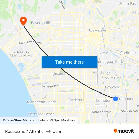 Rosecrans / Atlantic to Ucla map