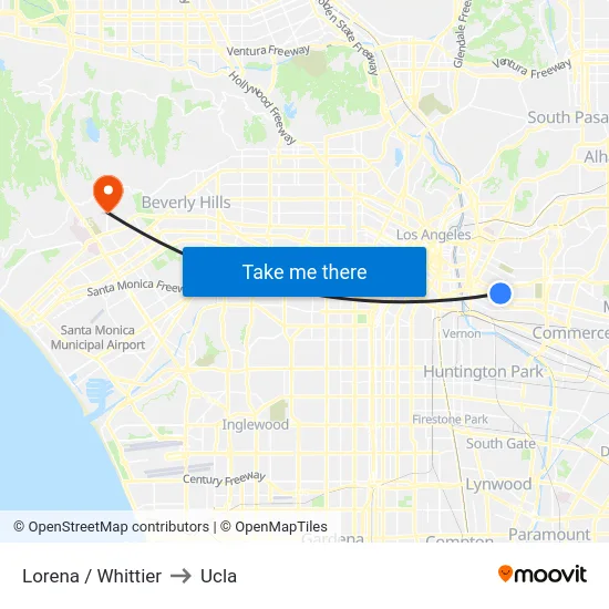 Lorena / Whittier to Ucla map