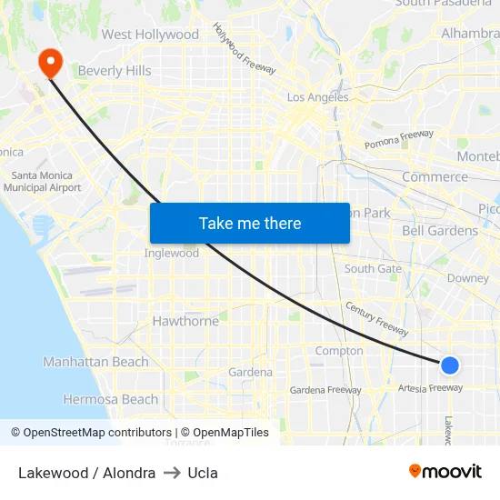 Lakewood / Alondra to Ucla map