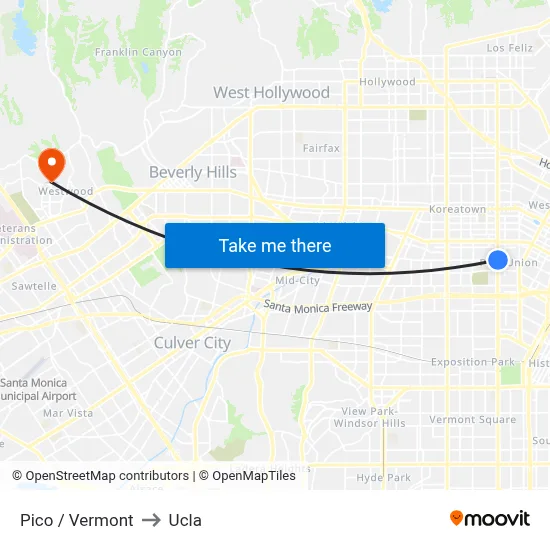 Pico / Vermont to Ucla map