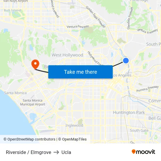 Riverside / Elmgrove to Ucla map
