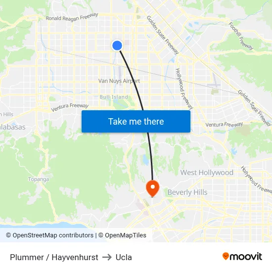 Plummer / Hayvenhurst to Ucla map