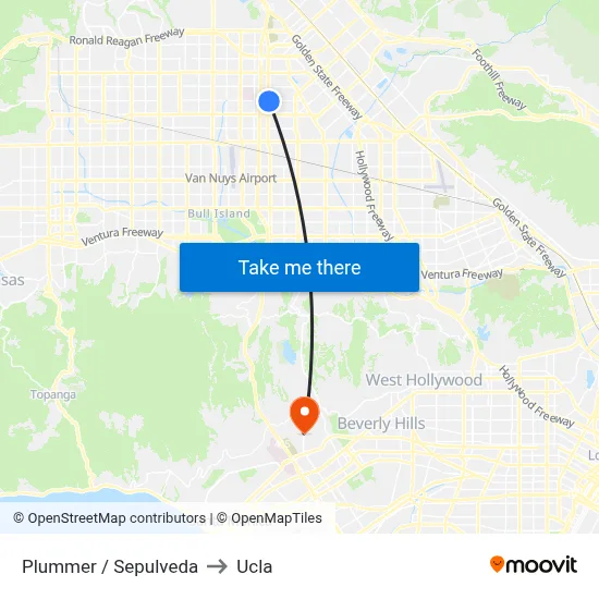 Plummer / Sepulveda to Ucla map