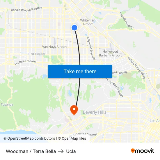 Woodman / Terra Bella to Ucla map