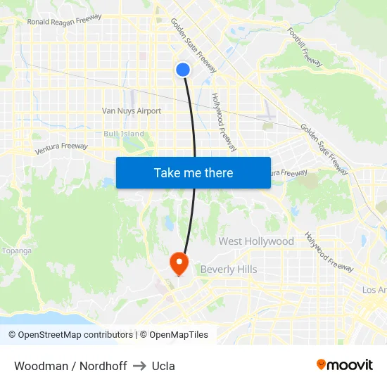 Woodman / Nordhoff to Ucla map
