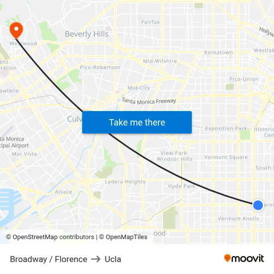Broadway / Florence to Ucla map