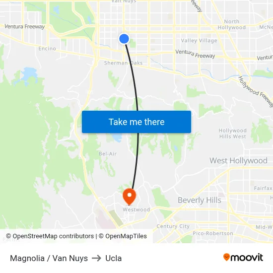 Magnolia / Van Nuys to Ucla map
