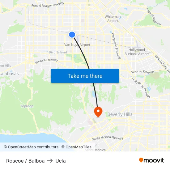 Roscoe / Balboa to Ucla map