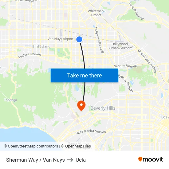 Sherman Way / Van Nuys to Ucla map
