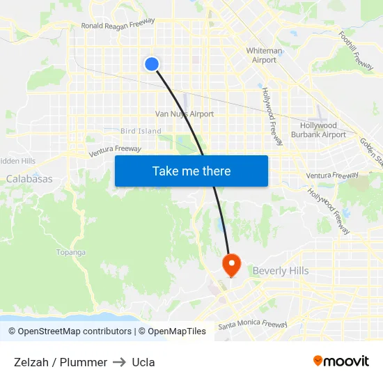 Zelzah / Plummer to Ucla map