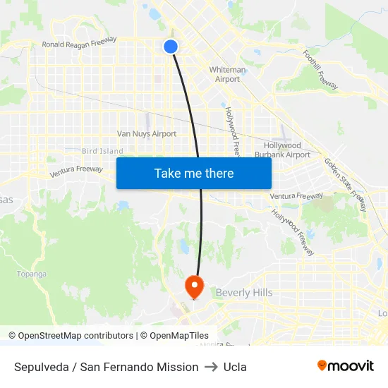 Sepulveda / San Fernando Mission to Ucla map