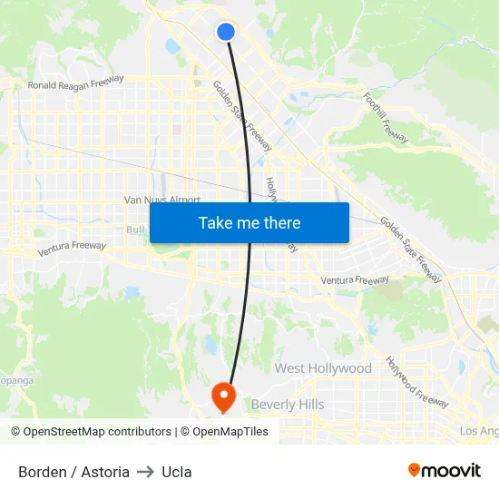 Borden / Astoria to Ucla map