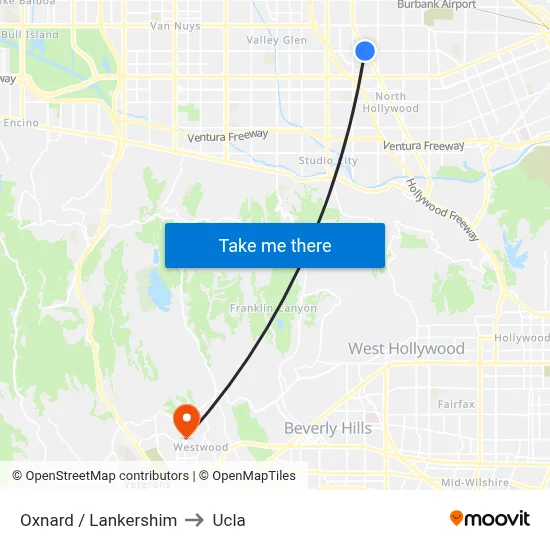 Oxnard / Lankershim to Ucla map