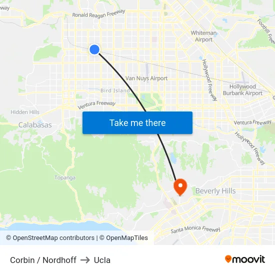 Corbin / Nordhoff to Ucla map