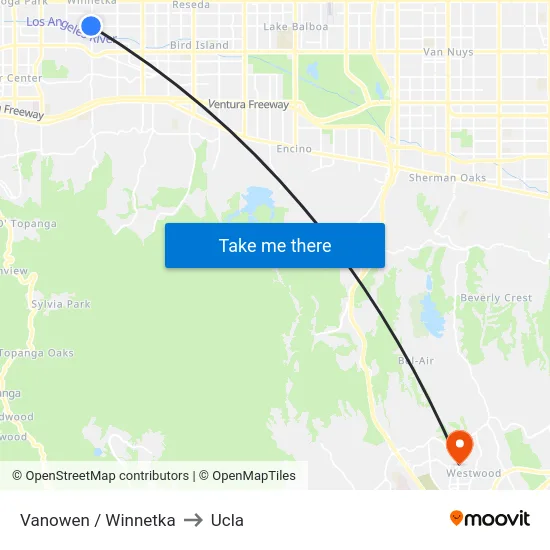 Vanowen / Winnetka to Ucla map