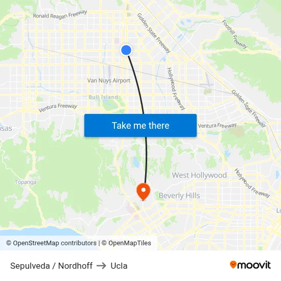 Sepulveda / Nordhoff to Ucla map