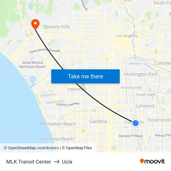 MLK Transit Center to Ucla map